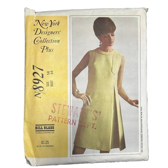 McCalls Sleeveless Dress Bill Blass Sewing Pattern Dress Sz 14 Mod - Picture 1 of 5